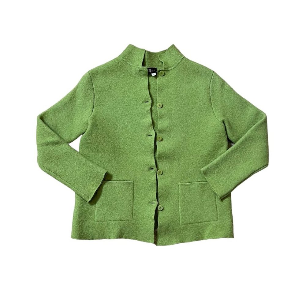 Eileen Fisher 100% Wool Jacket Green Women's Size PS